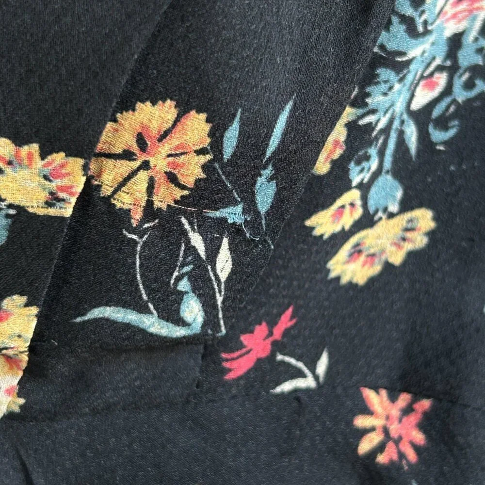 Free People Lilou Black Retro Floral Skater Mini Dress Size Small